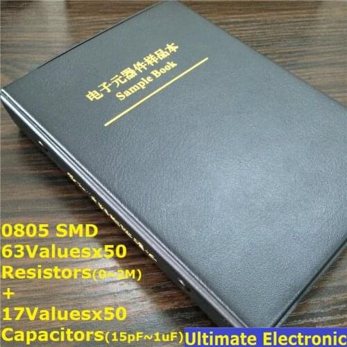 0805 smd capacitor kit 850pcs + 0805 smd resistor kit 3150pcs practical sample book 17 values + 63 values = 80values