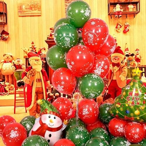1set Red Green Elk Merry Christmas Decor Latex Balloons Kids Christmas Toys Birthday Party Decorations Inflate Globos Supplies