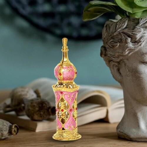 1PC 12mL Vintage Metal Perfume Bottle Arab Style Essential Oils Dropper Bottle Container Middle East Weeding Decoration Gift