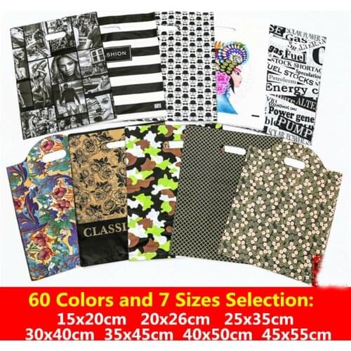 10pcs 15x20 20x26 25x35 30x40cm Plastic Gift Bags With Handles Packing Bag For Wedding Party Supplies Baking Package Bags Shops