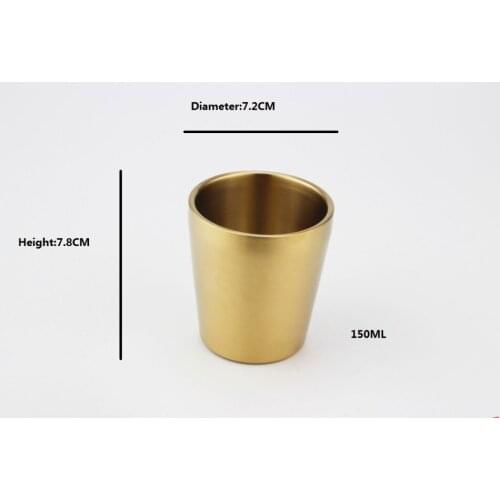 150ML 304# Stainless Steel Korean Wine Cup Thickened Golden color Double layer Mug