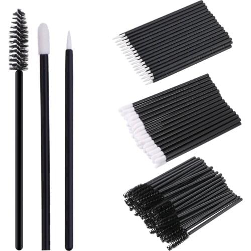 150 pieces of sunscreen lip brush applicator stick, eyeliner brush and eyelash brush makeup kit (black)