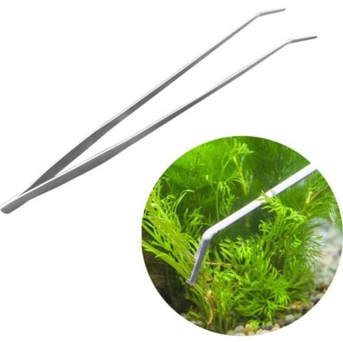 27/38CM Stainless Steel Elbow Tweezers For Aquarium Live Plant Fish Tank Shrimp Tank Curve Tweezer Clip Cleaning Clamp Tool
