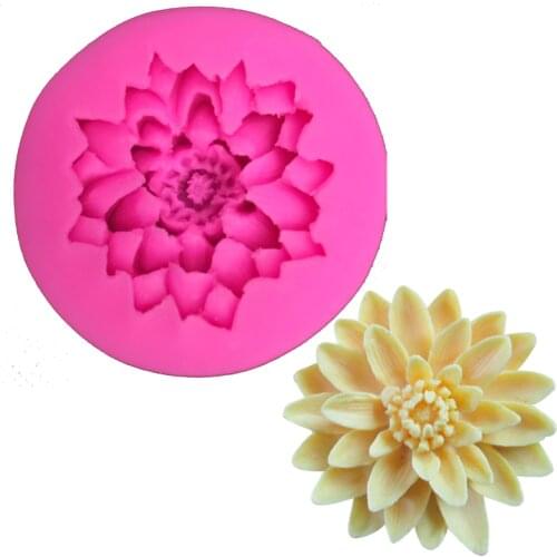 3D Lotus Chrysanthemum Flowers Cake Decorating Tools DIY Baking Chocolate Candy Fondant Silicone Mold Soap Resin Clay Mould K942