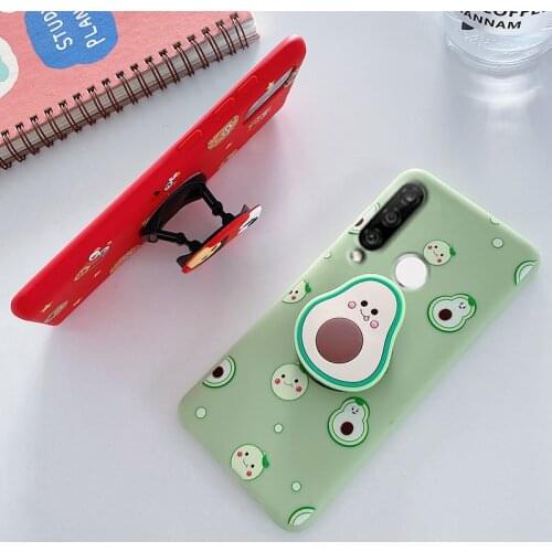 3D silicone cartoon phone holder case for huawei honor 10 lite 10i psmart p smart plus 2018 2019 9X Pro finger stand grip cover