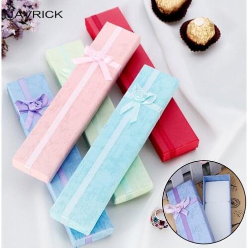 5Pcs Long Jewellery Display Gift Boxes with Bow for Necklace/Bracelet/Watch Case