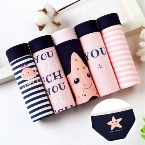 5 Pcs M-XXL Cartoon Cute Womens Panties Middle-waist Plus Size Pantys Soft Cotton Underwear Briefs Girls Sexy Lingerie 12 TYPES