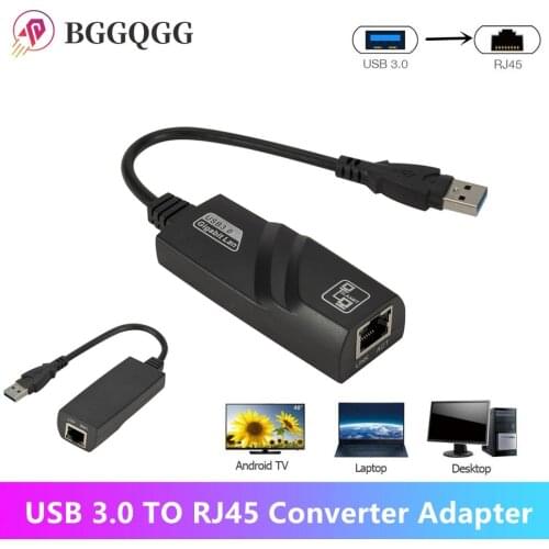 BGGQGG Wired USB 3.0 to Rj45 Lan Ethernet Adapter USB 3.0 Network Card to RJ45 Lan Ethernet Adapter for Windows 10 Notebook PC