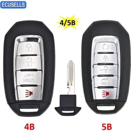 4/5 Button Remote Control Car Key Shell Case Housing For Infiniti G25 G35 G37 Replacement Blank Case with Emergency Uncut Blade