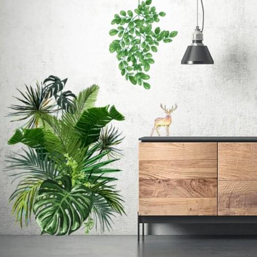 Flower Green Plant Turtle Back Leaf Fawn Creative Wall Decal Background Wall Living Room Decoration Wall Sticker