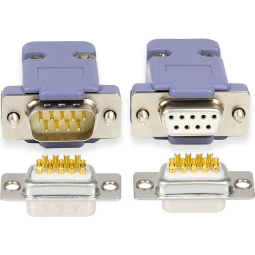 DB9 D-sub 3U Gold Plated Connector solid Male/Female, D type RS232 COM 9 pin hole port socket ,with ABS Plastic shell.(10pcs)