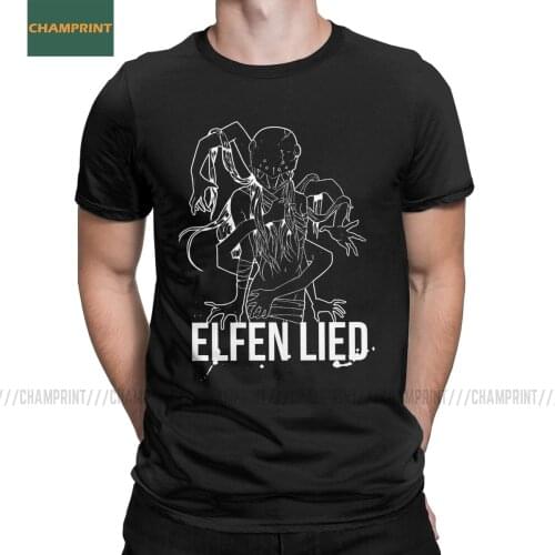 Elfen Lied T-Shirts for Men Anime Manga Blood Lucy Girl Nyu Yuka Unique Pure Cotton Tees Short Sleeve T Shirt Plus Size Tops