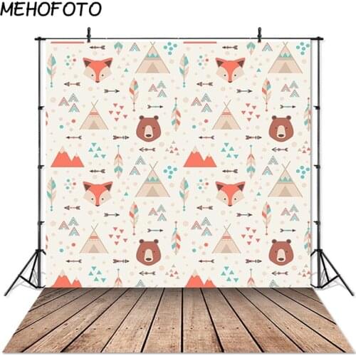 MEHOFOTO Woodland Photography Backdrop Boho Safari Animals Wood Board Backdrops Photobooth Baby Photo Background Studio Props