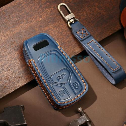 Leather Car Key Cover Case Shell For Audi A6 A5 Q7 S4 S5 A4 B9 Q7 A4L 4m TT TTS RS 8S 2016 2017 2018 Accessories
