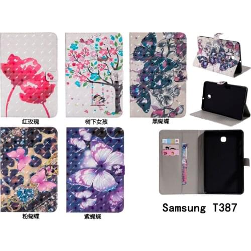 Print Leather Flip Stand Wallet Case Cover Silicone Shell Coque Funda For Samsung Galaxy Tab A 8.0 2018 T387 SM-T387V SM-T387P
