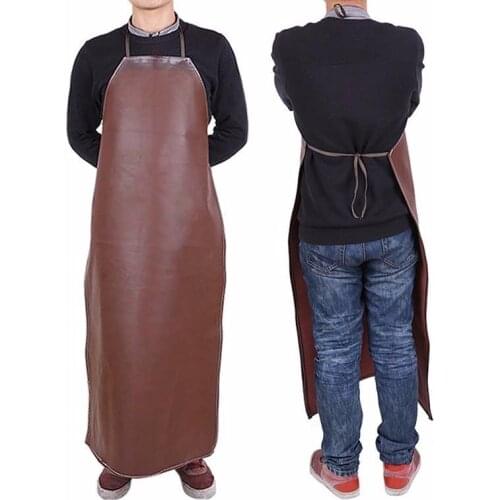 Cooking Leather Apron Waterproof Oil-Proof Kitchen Restaurant For Men Home Sleeveless Chef Delantal