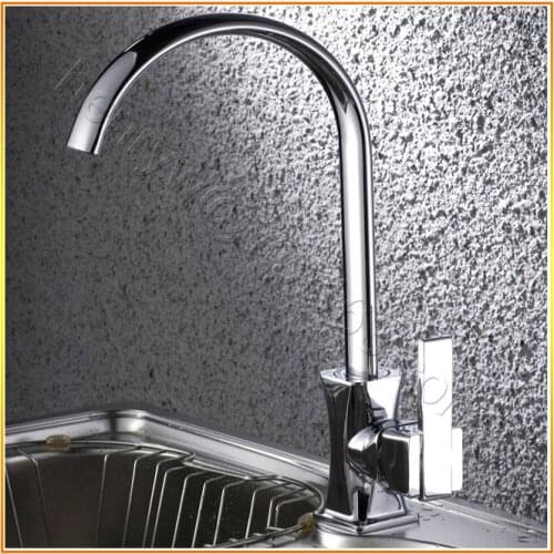L16396 - Luxury Deck Mounted Chrome Color Square Hot & Cold Water Kitchen Mixer