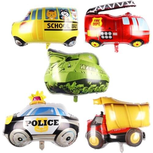 5pcs Mini car aluminum foil fire truck ambulance tank balloon children toy decoration birthday party supplies
