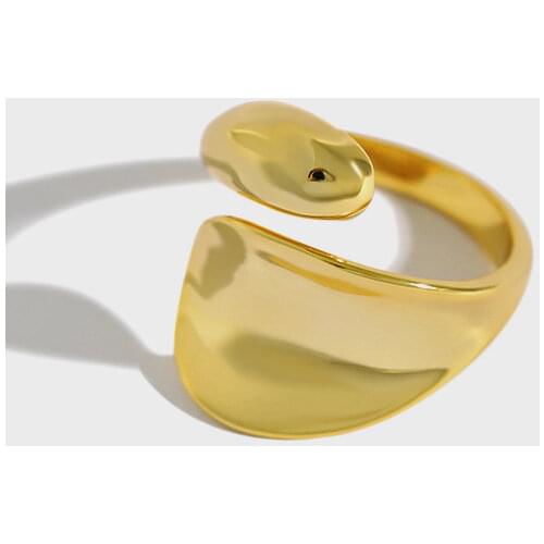 Minimalist Authentic S925 Sterling Silver Geometric Glossy Smooth SurFace Tears Waterdrop & Geometric Ring Adjust TLJ533