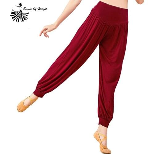 The Modal Loose Leg Pants For Women Classical Dance Ankle Banded Trousers High Waist Modern Dance Practice Bloomers Plus Size
