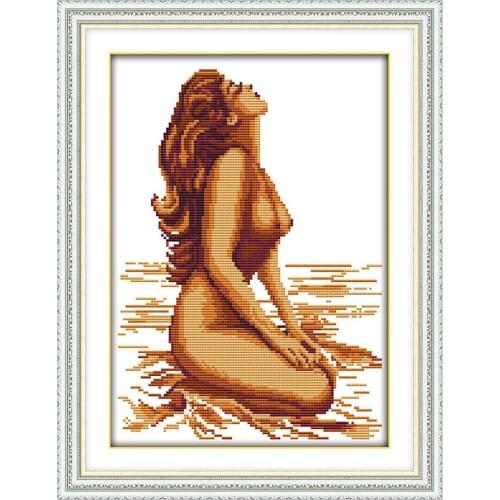 Joy Sunday Sexy Woman DIY Cross Stitch Kits Portrait Painting 11&14CT Cross Stitch DMS Printed Pattern DIY Embroidery Sets