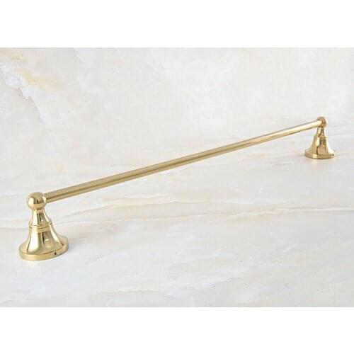 Wall Mount Luxury Gold Color Brass Bathroom Bath Hardware Towel Single Bar Rail Rack Holder Bathroom Fitting Accessory aba890