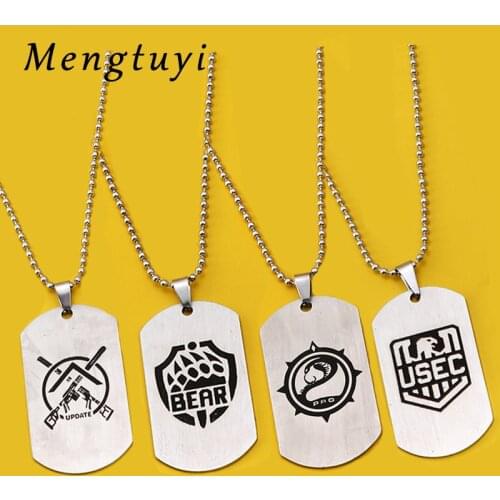New Arrival Game Escape From Tarkov Bead Choker Stainless Steel Pendant Necklace Men BEAR USEC Necklace Jewelry Gift Accessory