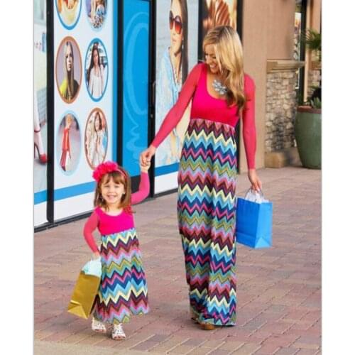 Family Matching Outfits Mother and daughter clothes Long sleeve Autumn dress 2020 New Fashion Patchwork Mother daughter dresses