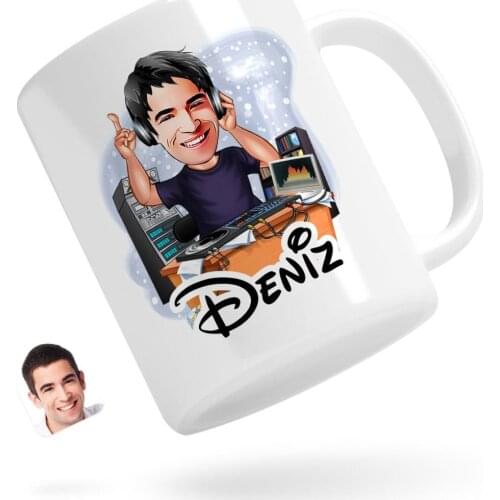 Personalized Men 'S Radio Broadcaster Caricature Of White Mug Bardak-1