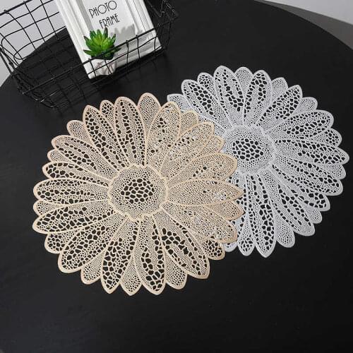 PVC Hollow Oil Water Resistant Non-slip Kitchen Placemat Coaster Insulation Pad Dish Coffee Cup Table Mat Home Hotel Decor 51042