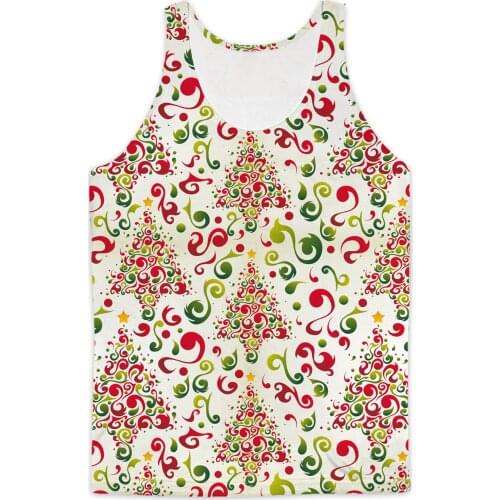 REAL American US SIZE Christmas Trees Swirl High Quality 3D Sublimation Print Tank top plus size 4xl 5XL 6XL