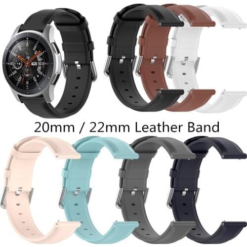 20/22mm Watch Band for Galaxy Watch Active 2 Bracelet Leather Replacement Wristband for Galaxy Watch 42mm 46 mm Strap for Huawei