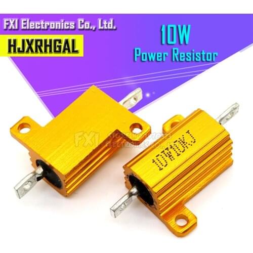 2pcs 10W Aluminum Power Metal Shell Case Wirewound Resistor 0.1 ~ 10K 0.5 1 2 3 5 6 8 10 20 100 150 200 300 500 1K 5K ohm