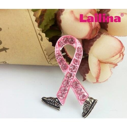 Pink Ribbon Jewelry Breast Cancer Awareness Pretty Walking Ribbon Brooch