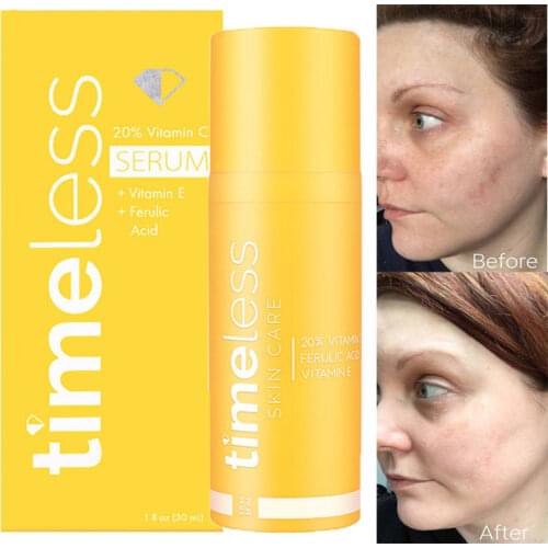 Timeless 20% Vitamin C Serum + Vitamin E + Ferulic Acid Whitening Essence Remove Dark Spot Brighten Dark Yellow Skin Antioxidant