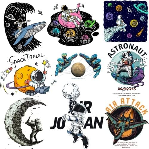 Prajna Astronaut Iron-on Transfers For Clothing Space Heat Transfer Patches For Clothes Transfer Iron-on Clothes T-shirt Sticker