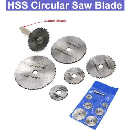 URANN 7pcs/Set Mini HSS Circular Saw Blade Rotary Tool For Dremel Metal Cutter Power Tool Set Wood Cutting Discs Drill Mandrel