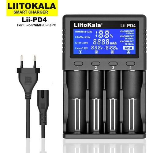 Liitokala Lii-PD4 Lii-S4 Lii-PD2 LiiS2 LiiS1 LCD Display Smart Universal Charger for 3.2V LiFePO4 1.2V NiMH 3.7V Lithium battery