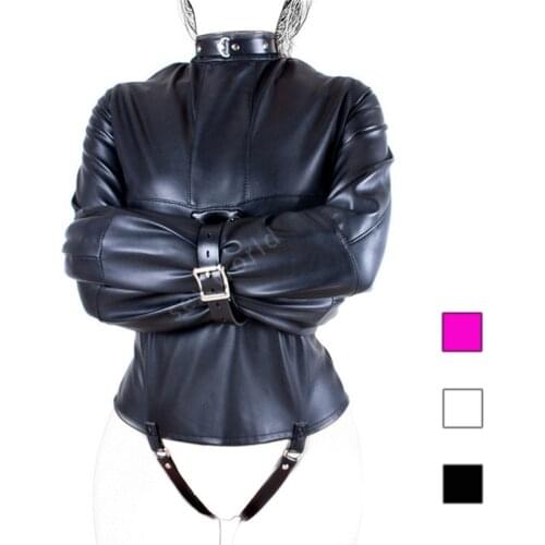 PU Leather Straitjacket BDSM Bondage Harness Women Adult Couple Game Straight Jacket Halloween Costume Fetish Do Customer Size
