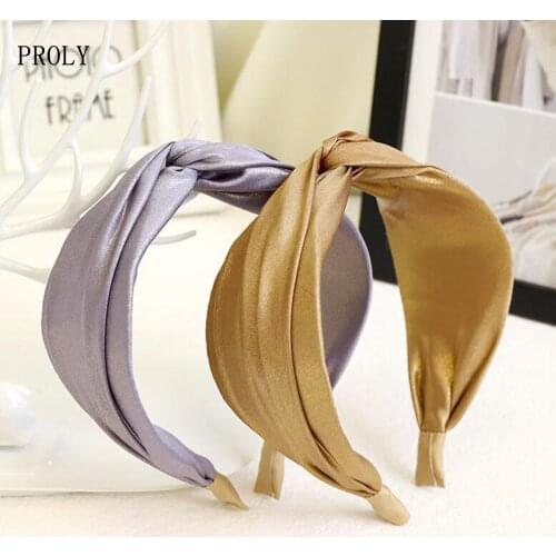 PROLY New Fashion Womens Hairband Wide Side Fresh Color Headband Cross Knot Turban Headwear Hair Accessories