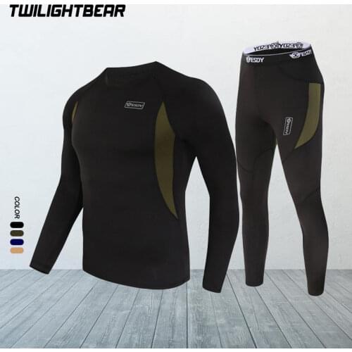 Winter Mens Thermal Underwear Suit Fleece Warm Breathable Sport Underwear Set Men High Elastic Quick Drying Long Johns HJ152