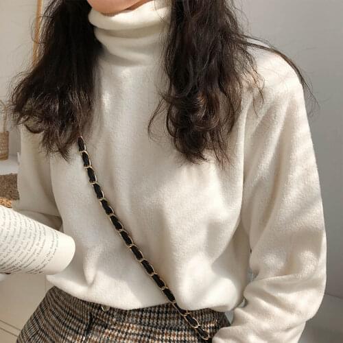 Winter Womens Casual Long-Sleeved Turtleneck T-shirt Top Woman Tshirts Tops Mujer Camisetas