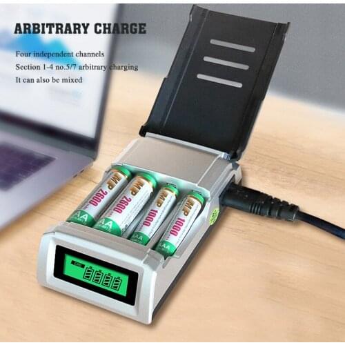 1.2V LCD Display Smart Battery Charger Portable 4 Slots Multi Capacity Batteries Charger UK Plug for AA AAA Rechargeable Battery