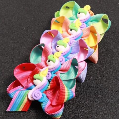 10PCS/LOT New Hair Bow Bowknot Unicorn Kid Hairpin Delicated Hairpin Girls Prince Hair Clip Bowknot Barrettes Animals Shape