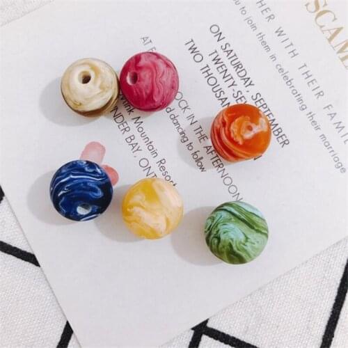 10pcs/lot new creative 15mm resin round beads for diy fashion earrings jewelry making handmade accessories material loose beads