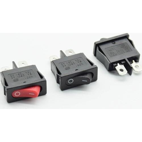 10PCS 10*22mm Black Red Ultrathin Rocker Switch Small Instrument Power Switch 6A 250V 10A 125VAC 10x22mm