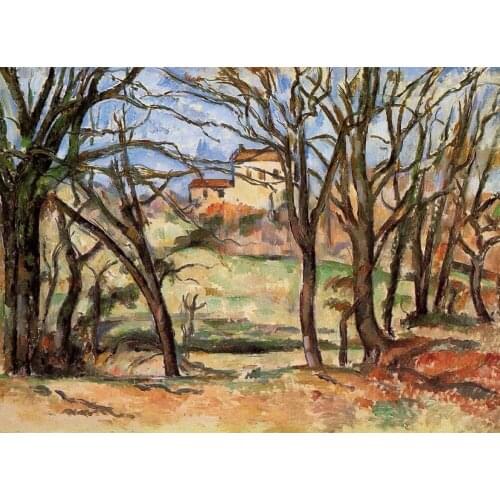 100% hand made Oil Painting Reproduction on linen canvas, house-and-trees-1894 by paul Cezanne,landscape oil painting