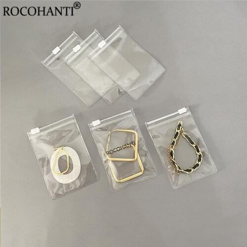 100X Custom Clear PVC Jewelry Bag Anti Oxidation Zip Lock Gift Packaging Bag Self Sealing Plastic Zipper Jewellery Packing Pouch