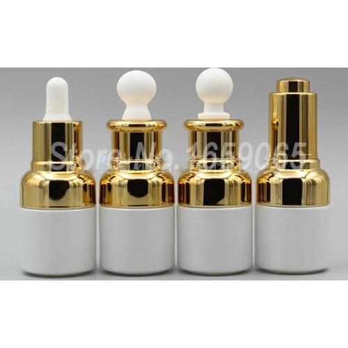 20ml pearl white glass Essential Oil dropper bottle w golden shoulder Dispensing Container Liquid Pipette Eye Drop
