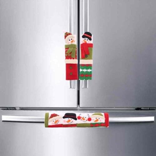 3pcs Fridge Handle Covers Christmas Microwave Oven Dishwasher Door Handle Gloves Protection Cover Christmas Decorations For Home